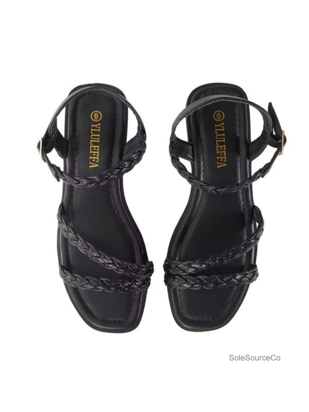 Braided Flat Sandals with Ankle Strap, Cushioned Insole